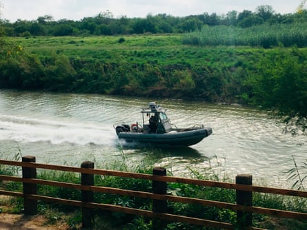 A U.S. Border Patrol boat navigates the Rio Grande near where the bodies of Salvadoran migrant Oscar Alberto Martínez Ramírez and his nearly 2-year-old daughter Valeria were found.