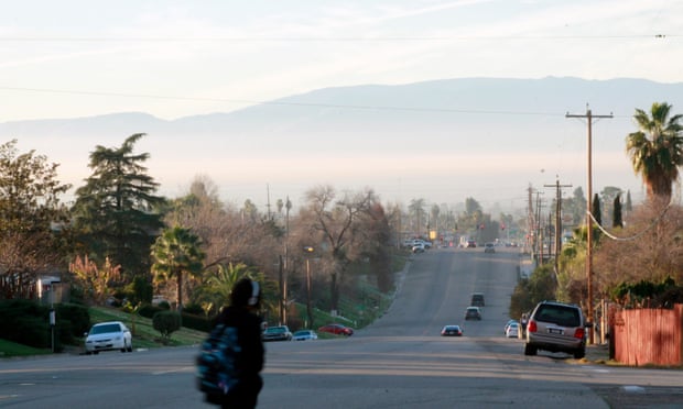 Bakersfield, California. Emissions from agriculture, industry, rail freight and road traffic together create one of the US’s worst concentrations of air pollution. For cities