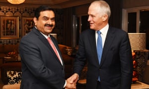Australian prime minister Malcolm Turnbull (right) meets with India’s Adani Group founder and chairman Gautam Adani in April.