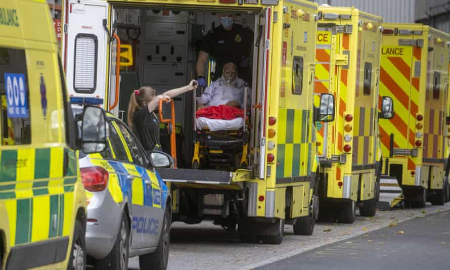 Queue of ambulances