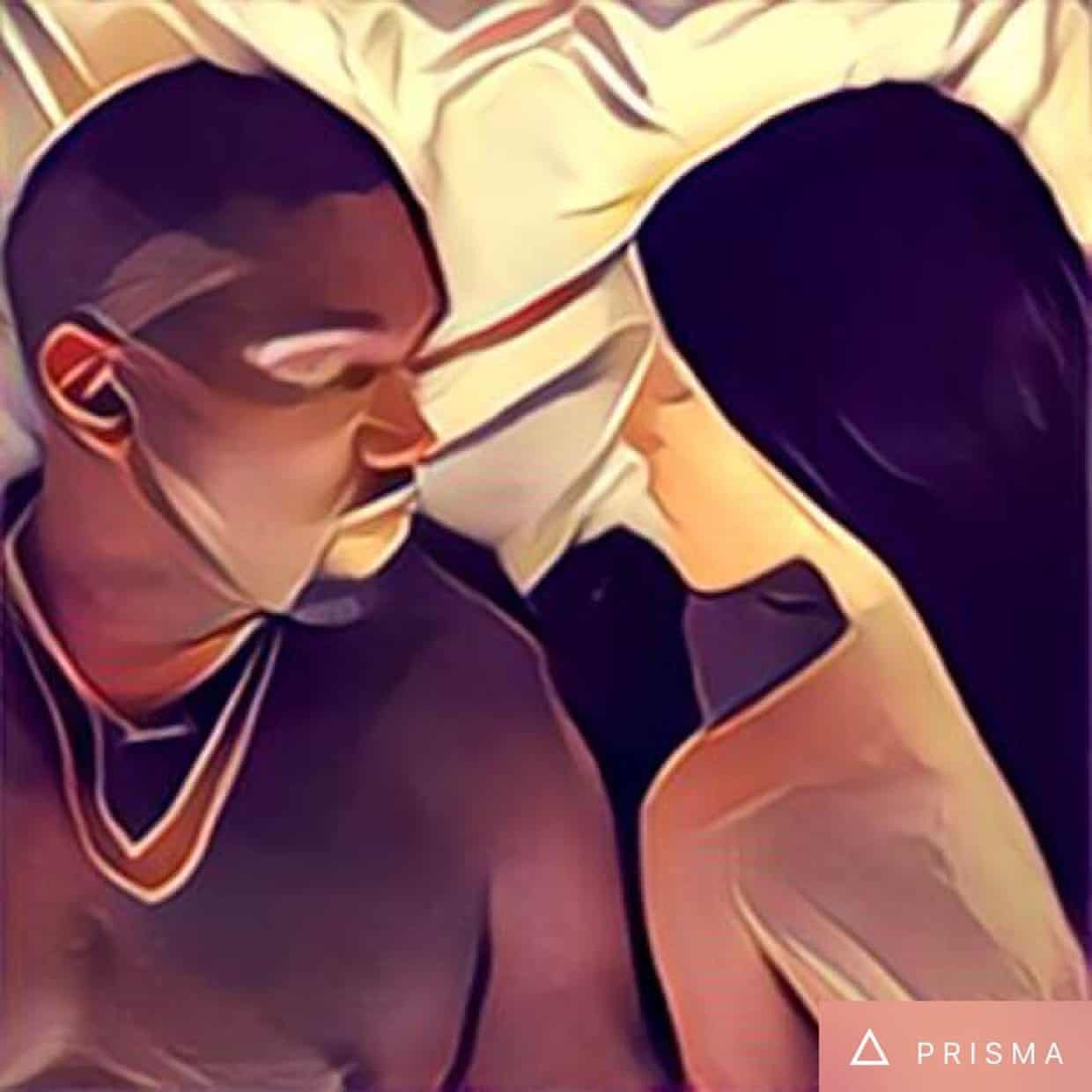 A still from Kanye West and Kim Kardashian in West's music video for Famous.