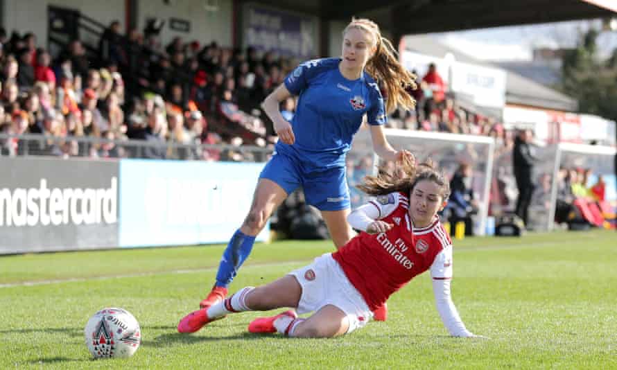 Katie Rood in action for Lewes against Arsenal in February.