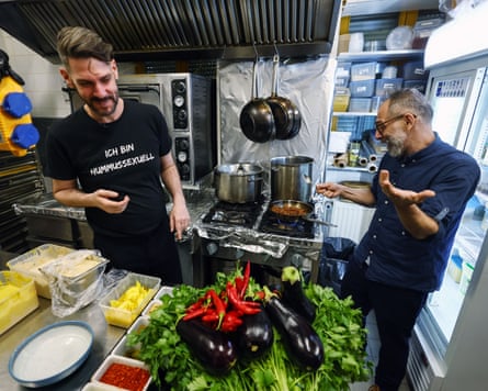 Jalil Debit, pictured with Oz Ben David in the kitchen of Kanaan