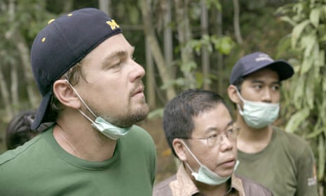 Uncovering climate change the mask … DiCaprio in Indonesia in Before the Flood. 