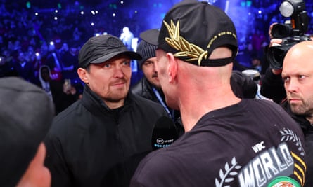 Oleksandr Usyk and Tyson Fury come face to face in London