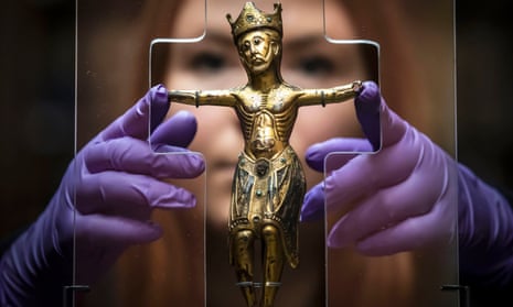Lucy Creighton with the 16cm copper alloy figure of Christ that has returned home to York for the first time in nearly two centuries. 