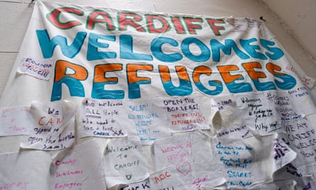 A banner at a Local Welcome event designed to help refugees integrate with the community.