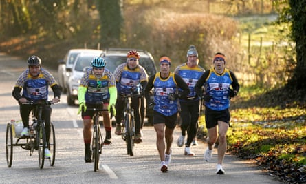 Kevin Sinfield in action on day one of 7 in 7 in 7 Challenge from Headingley to York Minster