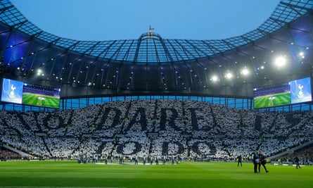 The Tottenham Hotspur fans display a mosaic before the Champions League quarter-final first leg against Manchester City at Tottenham Hotspur Stadium in April 2019.
