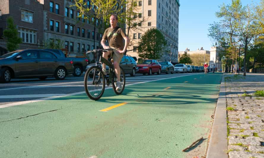 The Prospect Park West cycle track.