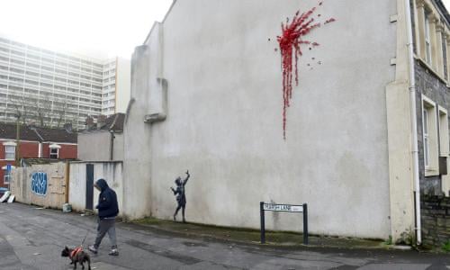 Valentine S Day Art In Bristol Confirmed By Banksy As His Work Banksy The Guardian