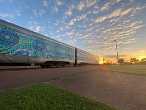 Crossroads by Chantelle Mulladad, wrapped around the Ghan