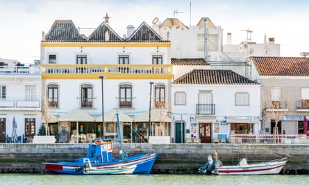 The charming architecture of Tavira on the Gilão River in the Algarve.