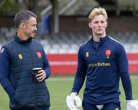 Charlie Allison (right) astatine Chelmsford earlier play connected time 2 betwixt Essex and Somerset