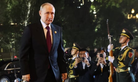 Vladimir Putin arrives at the Palace of People’s Congresses during the Belt and Road Forum in Beijing