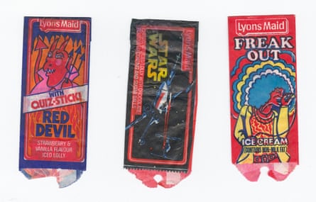 Lyons Maid Red Devil, Star Wars, Freak Out. Vintage ice lolly wrappers from the 1970s and 1980s.