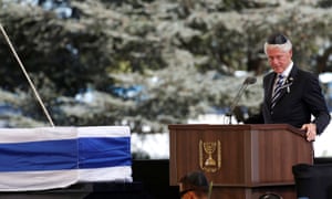 Bill Clinton eulogises Peres during his funeral ceremony in Jerusalem.