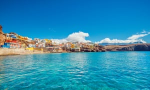 Not so blue Mondays … the fishing village of Sardina del Norte, Gran Canaria.Crystal clear water and unspoiled Canarian landscape at the beautiful fishing village of Sardina del Norte with its colourful houses.