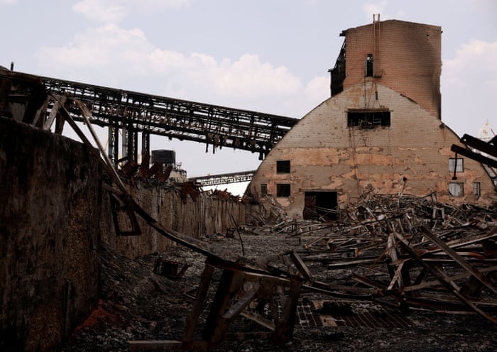 A view of the damaged Nika-Tera grain terminal from Russian attacks in Mykolaiv, Ukraine on 12 June.