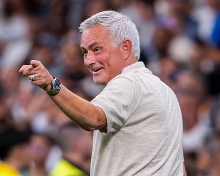 José Mourinho, head coach of Real Madrid, celebrates a goal