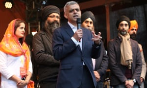 Sadiq Khan at celebrations in London marking the Sikh religious festival Vaisakhi