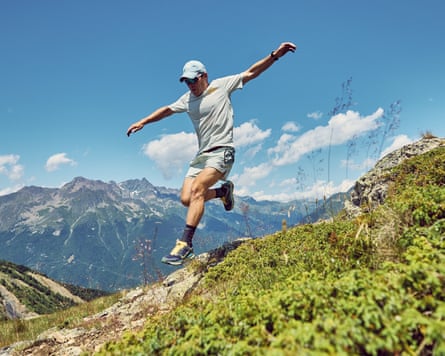 John McAvoy running in the French Alps