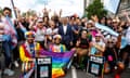 Mayor of London Sadiq Khan with Pride attendees in July 2023