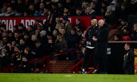 Erik ten Hag (right) and Mitchell van der Gaag, his assistant, talk tactics during the game