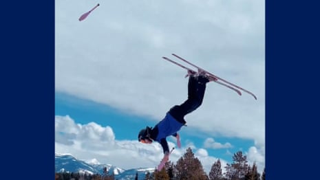 Skier lands incredible somersault while juggling – video