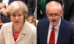 Theresa May and Jeremy Corbyn in the House of Commons