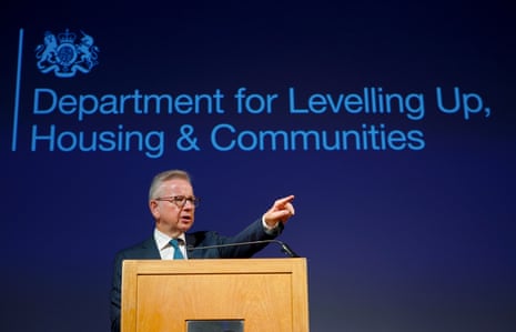 Michael Gove delivering his speech on housing yesterday.