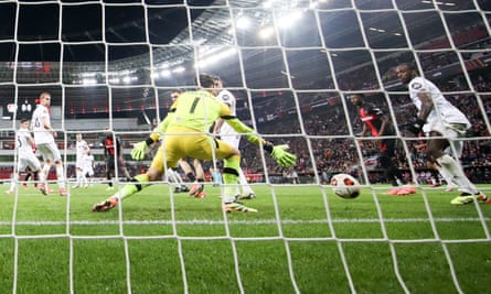 Lukasz Fabianski concedes West Ham’s second goal to Victor Boniface.