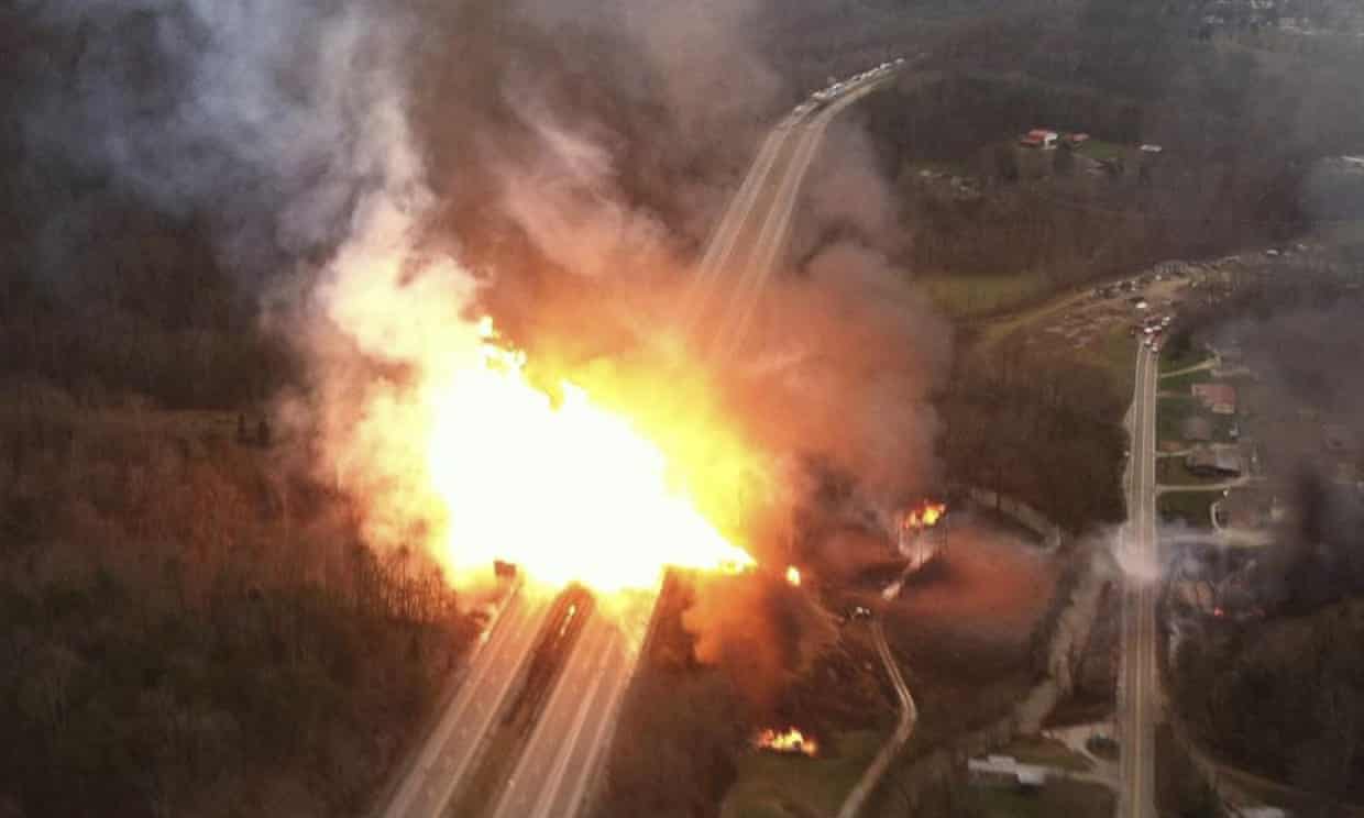 A fireball erupts across Interstate 77 from a pipeline explosion. The gas company failed to conduct inspections or tests that might have revealed weaknesses in the massive pipeline.