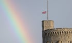 A rainbow above as flowers are laid at Windsor Castle