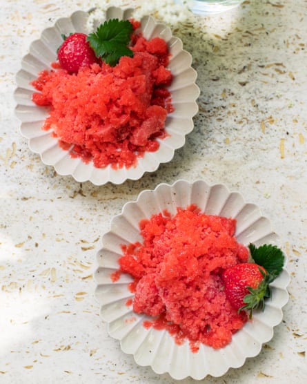 Cool: strawberry and elderflower granita.