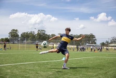 Quintal unleashes a volley during training on the school’s campus.