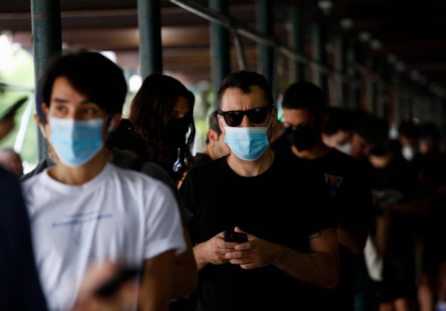 People wait in line to receive the Monkeypox vaccine in Brooklyn.