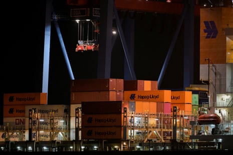 The loading terminal in the port of Hamburg, Germany.