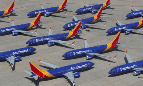 Grounded Southwest airlines Boeing 737 Max 8 aircraft in California.