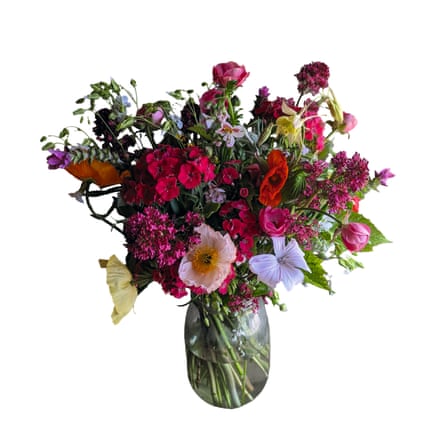 Colourful bouquet in a glass vase