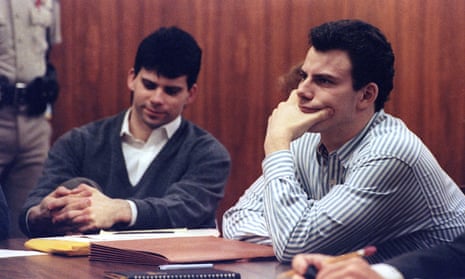 Erik Menendez and brother Lyle listen to court proceedings in Beverly Hills