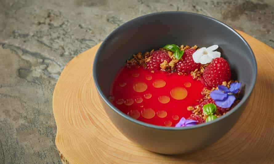 Woodruff, Kentish raspberry, basil and English chia seed at Native, London SE1