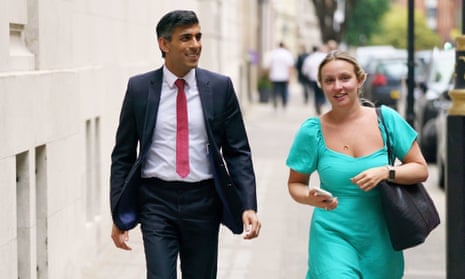Tory leadership candidate Rishi Sunak arrives at a radio studio in central London.
