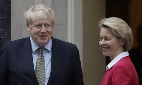 Boris Johnson and Ursula von der Leyen, pictured in January. The pair will have dinner in Brussels on Wednesday evening. 