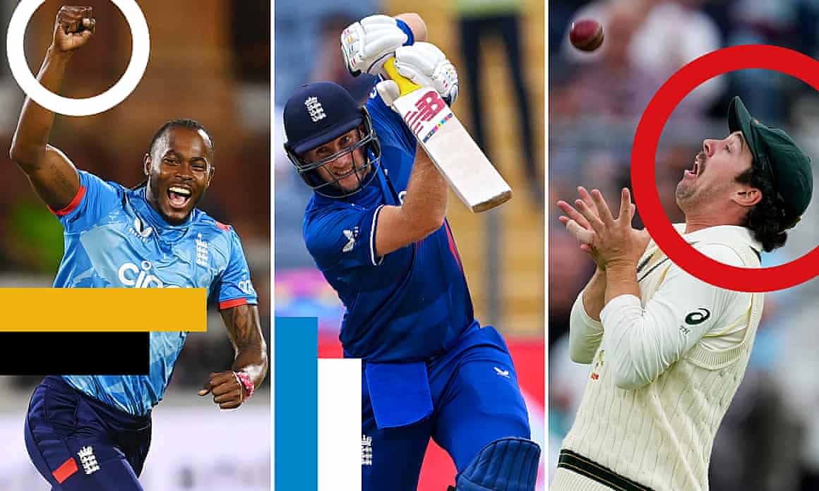 Jofra Archer, Joe Root, Travis Head.