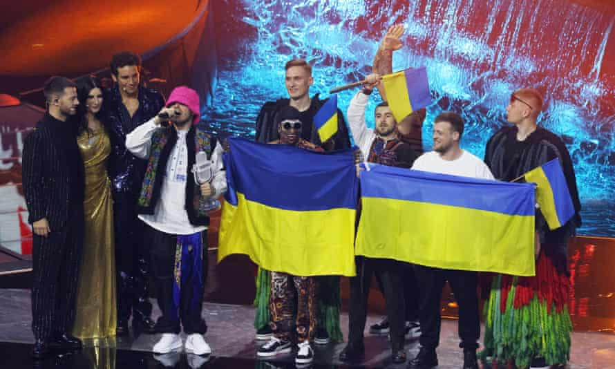 Eurovision Song Contest winners, Uraine’s Kalush Orchestra, at the Grand Final show.