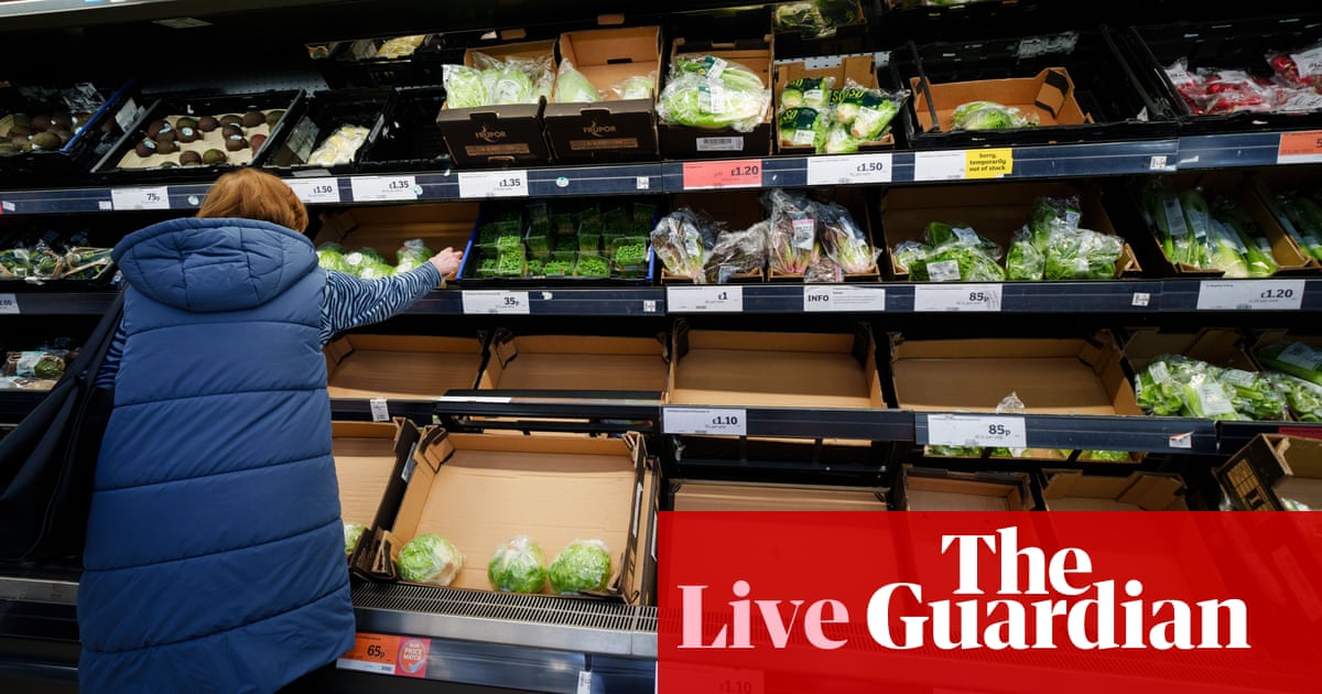 Shoppers report rising food shortages; growers warn UK leek supplies may run out – as it happened -