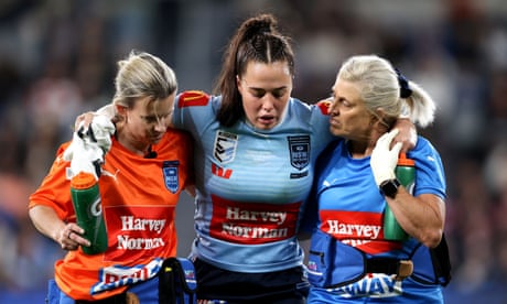NSW Blues’ Isabelle Kelly remains in hospital with throat injury from women’s State of Origin opener