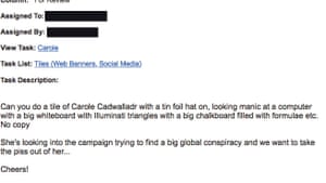 Email to an employee requesting artwork to make Carole look ‘manic’.