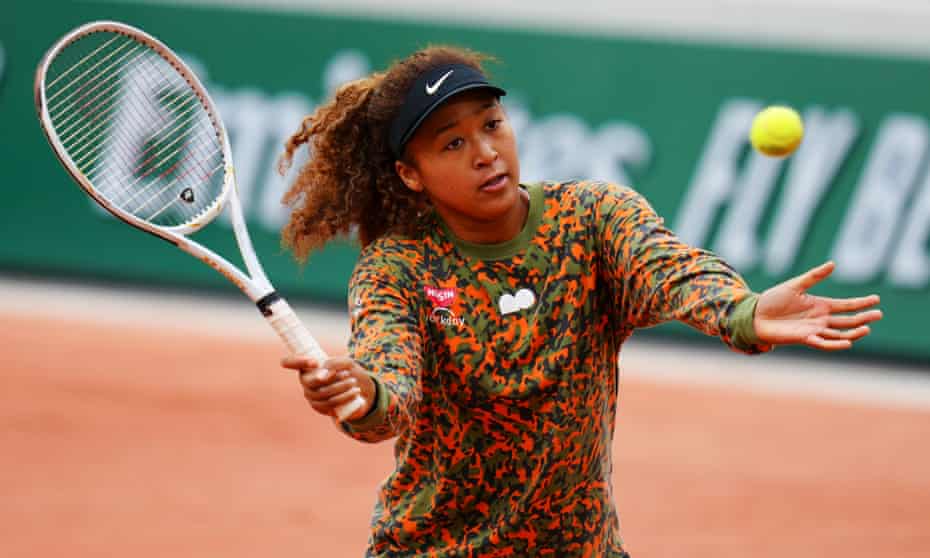 Naomi Osaka takes part in a practice session at Roland Garros.